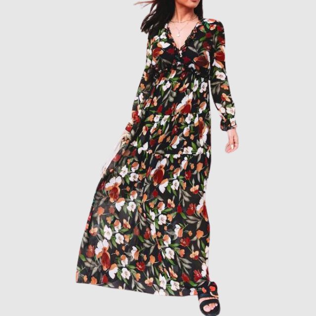 Floral Print Chiffon Maxi Dress