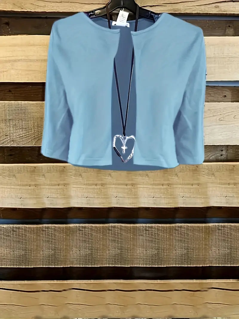 Chic Floral Two-Piece Dress Set Featuring Solid Crop Top and Round Neck