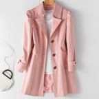 Women's Padded Shoulder One-Button Trench Jacket