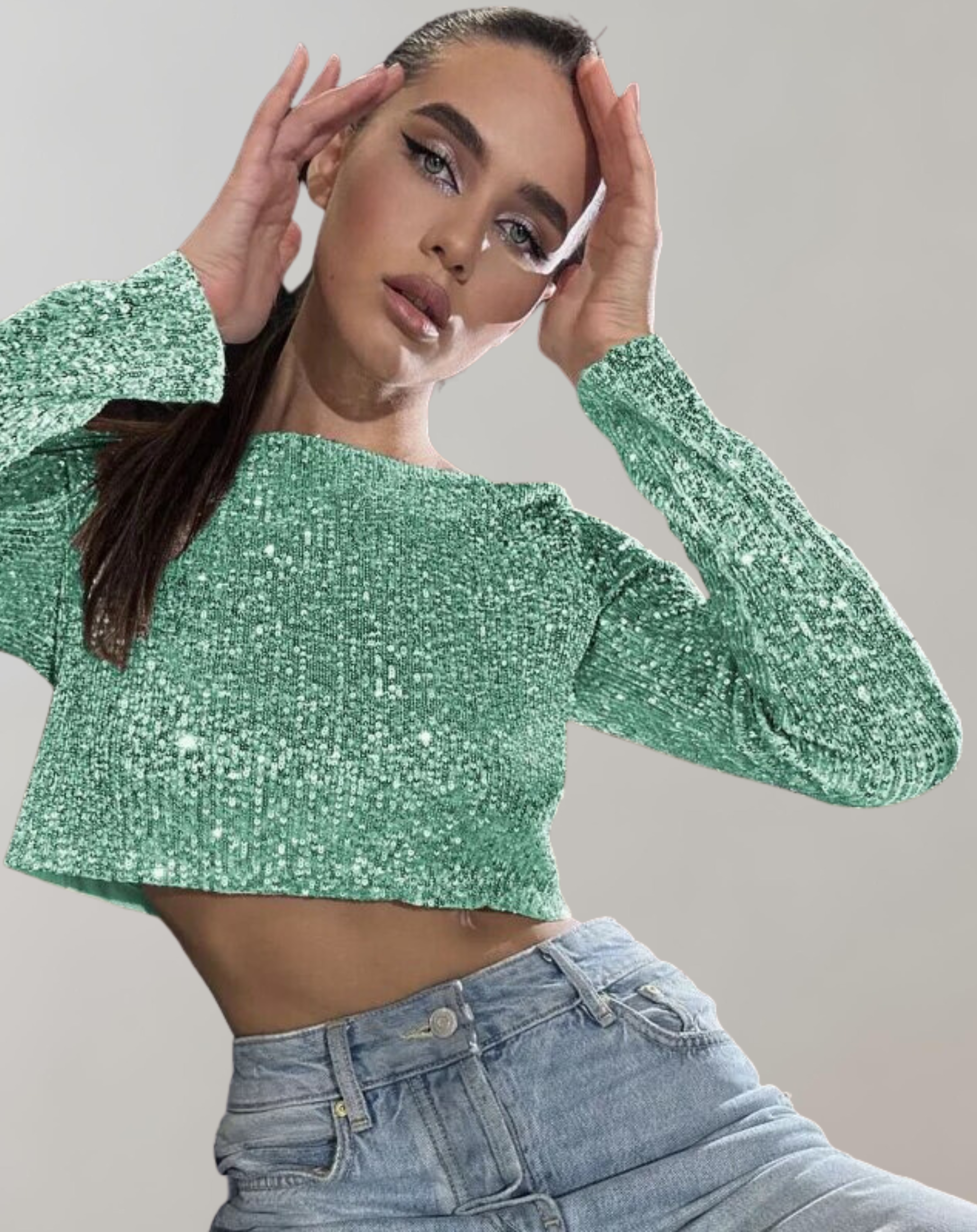Women's Shimmering Sequin Cropped Top