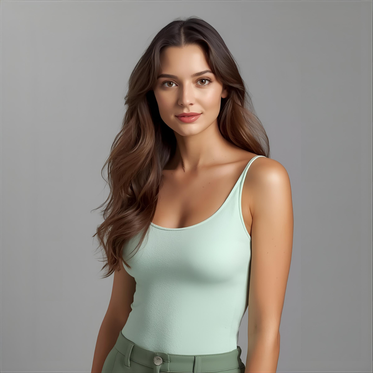 MARISTEL | Mint Green Sleeveless Linen Top