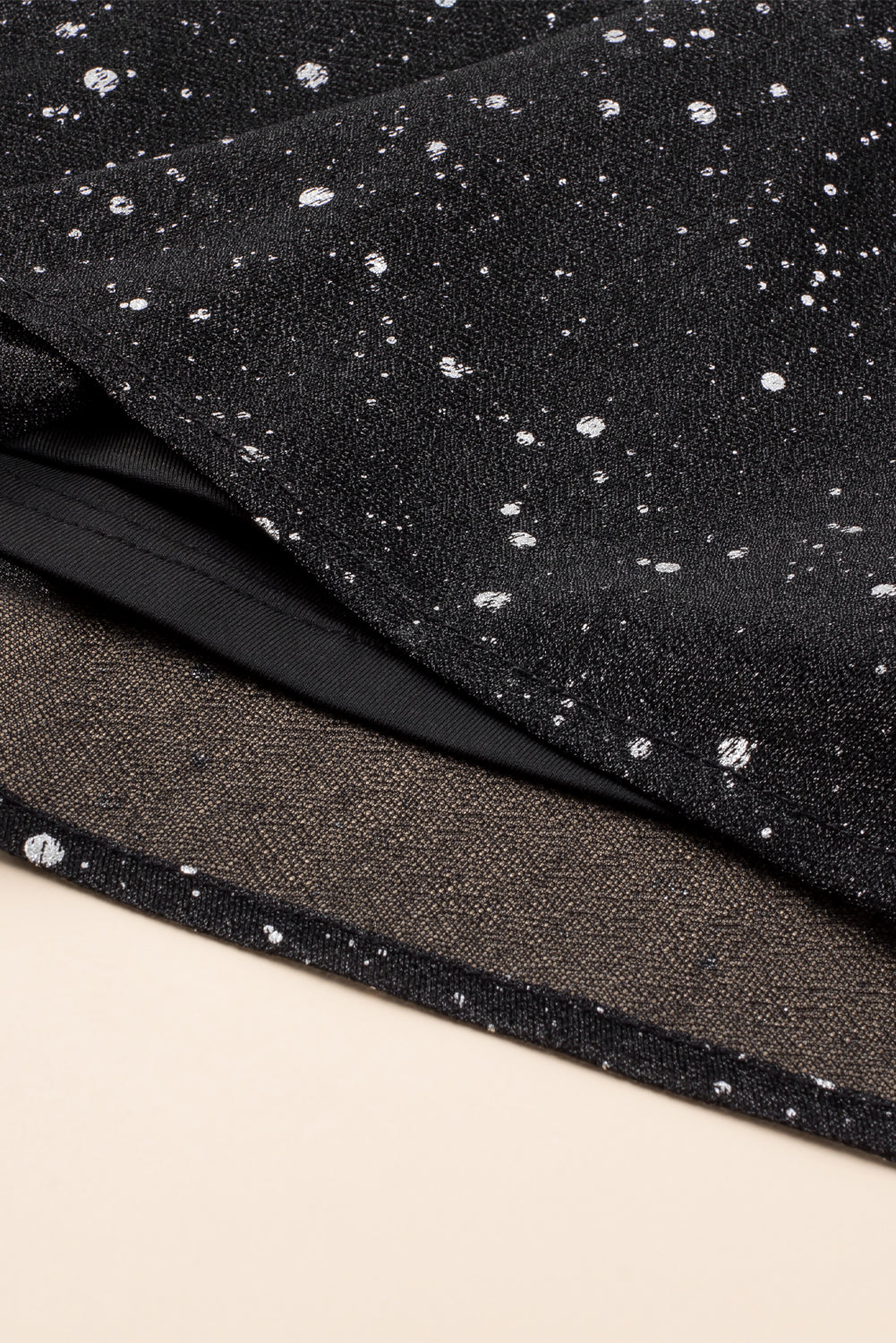 Chic Black Glitter Dress Featuring Graceful Mesh Overlay