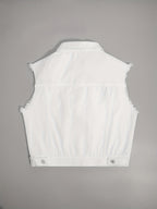 Johanna - Sleeveless Denim Jacket Featuring Flap Pockets