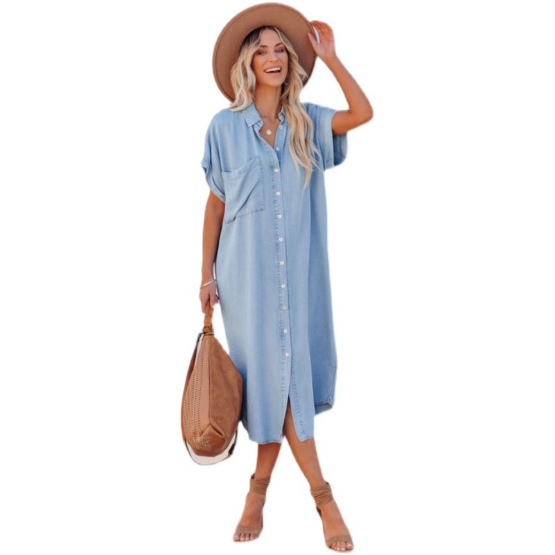 Short Sleeve Denim Dress - Ayla