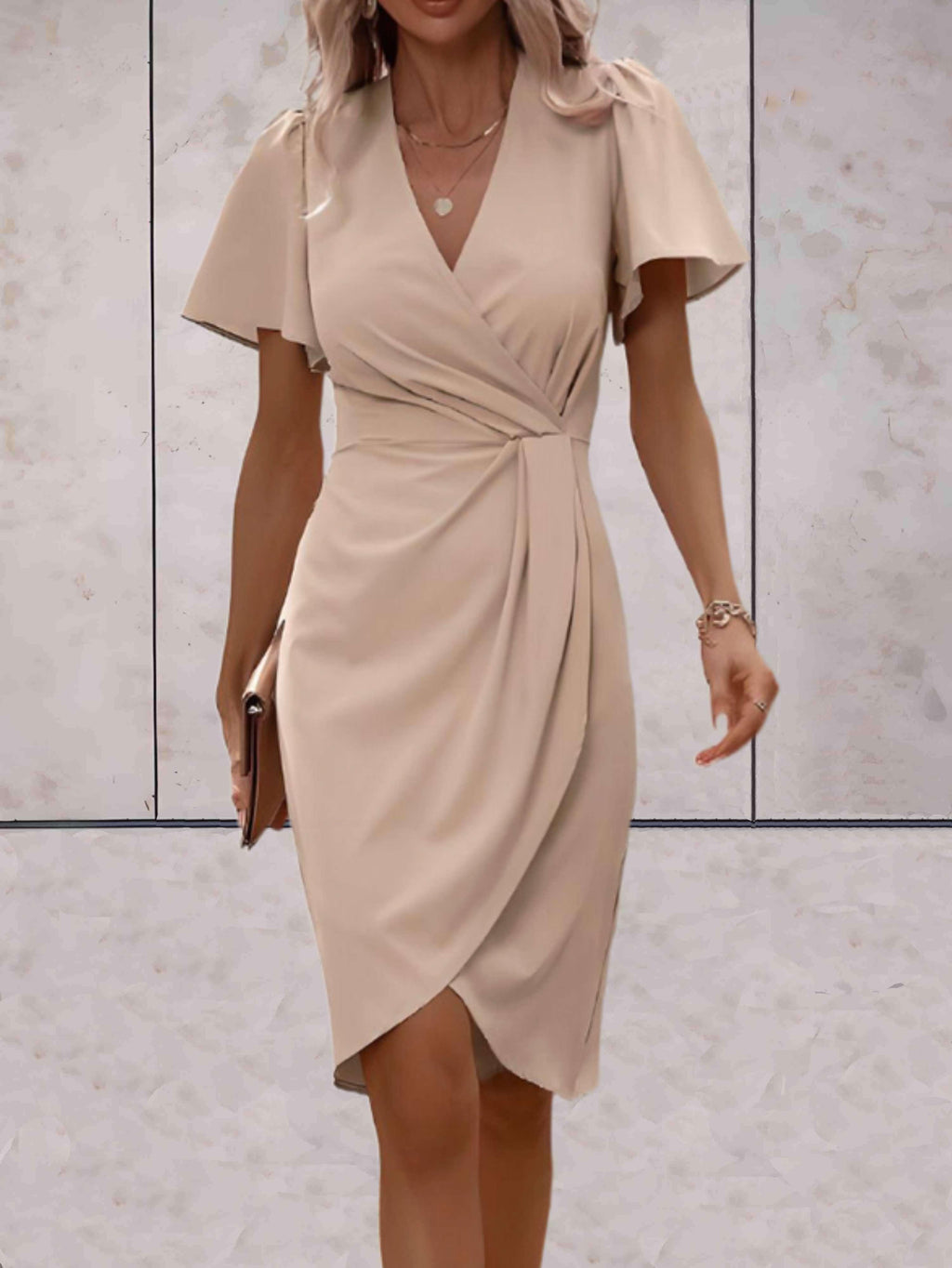 Chic Short Sleeve Wrap Dress