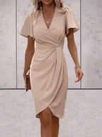 Chic Short Sleeve Wrap Dress