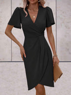 Chic Short Sleeve Wrap Dress