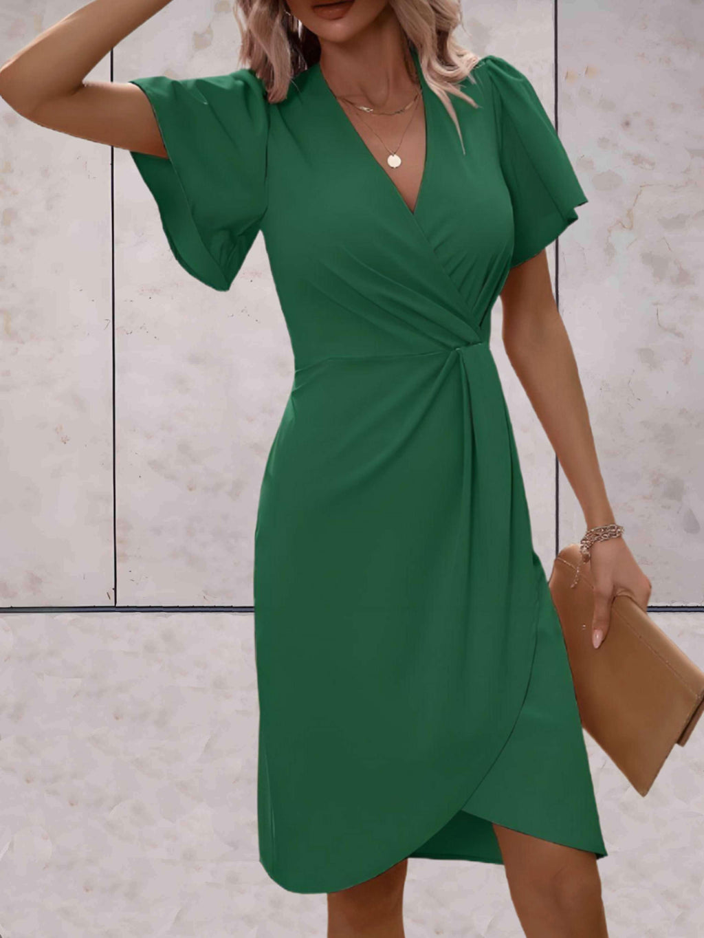 Chic Short Sleeve Wrap Dress