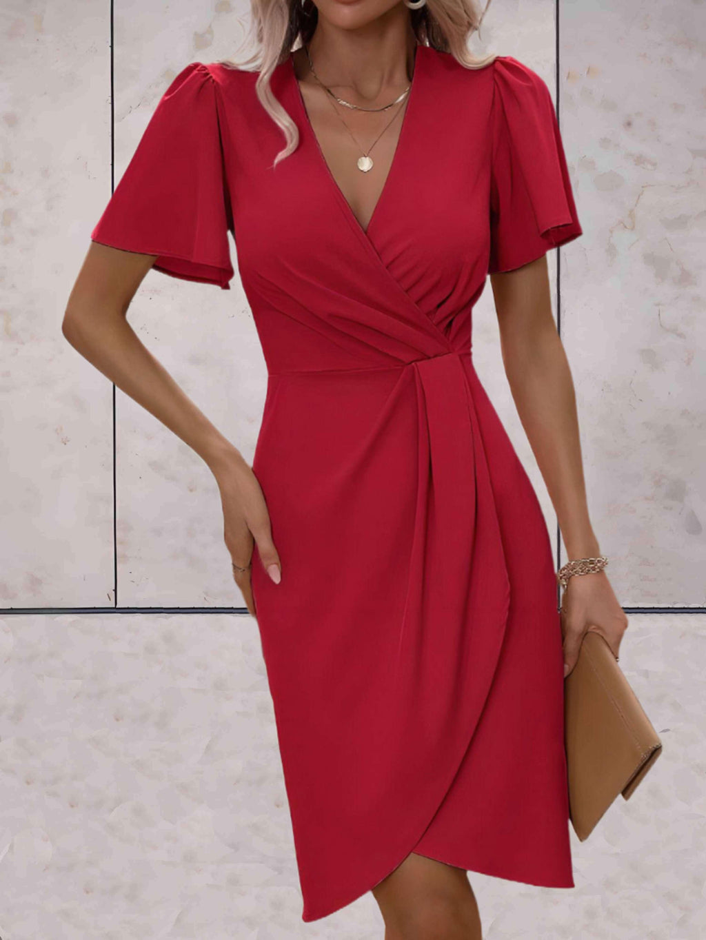 Chic Short Sleeve Wrap Dress
