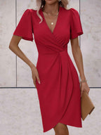 Chic Short Sleeve Wrap Dress