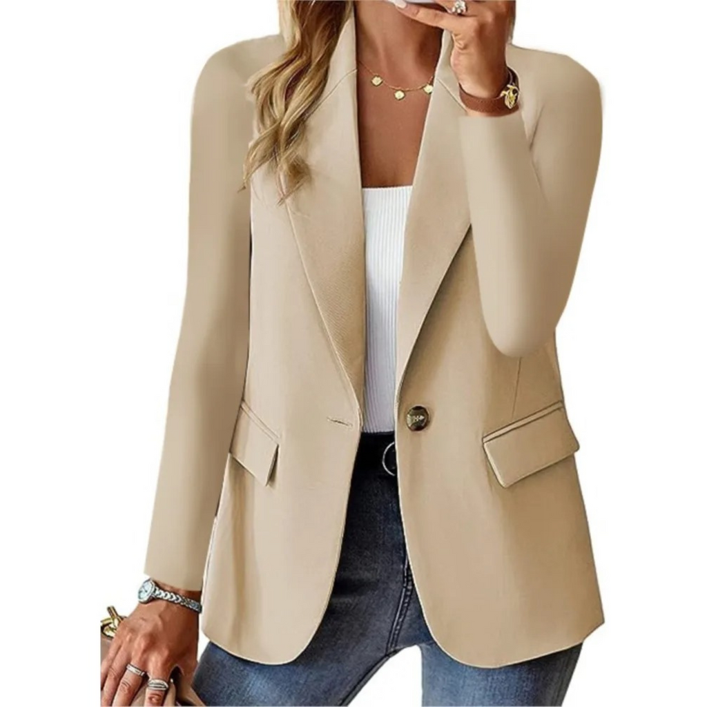 Women's Button-Up Blazer with Practical Pockets