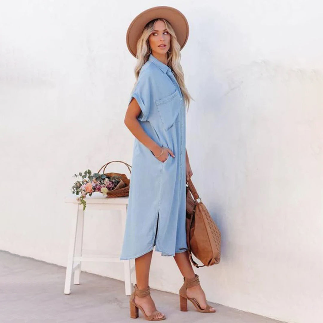 Short Sleeve Denim Dress - Ayla