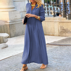 Chic V-Neck Maxi Dress with Elbow-Length Sleeves for Summer