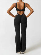 Cut-Out Back Sleeveless Jumpsuit with Flared Legs