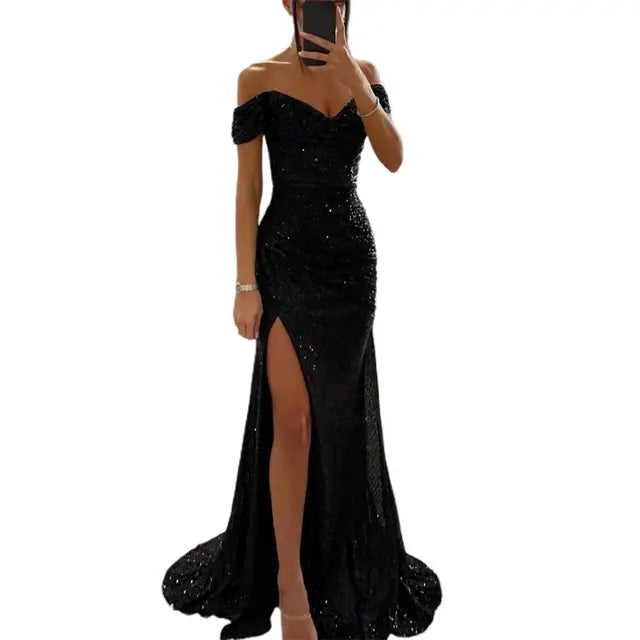 Chic V-Neck Evening Gown