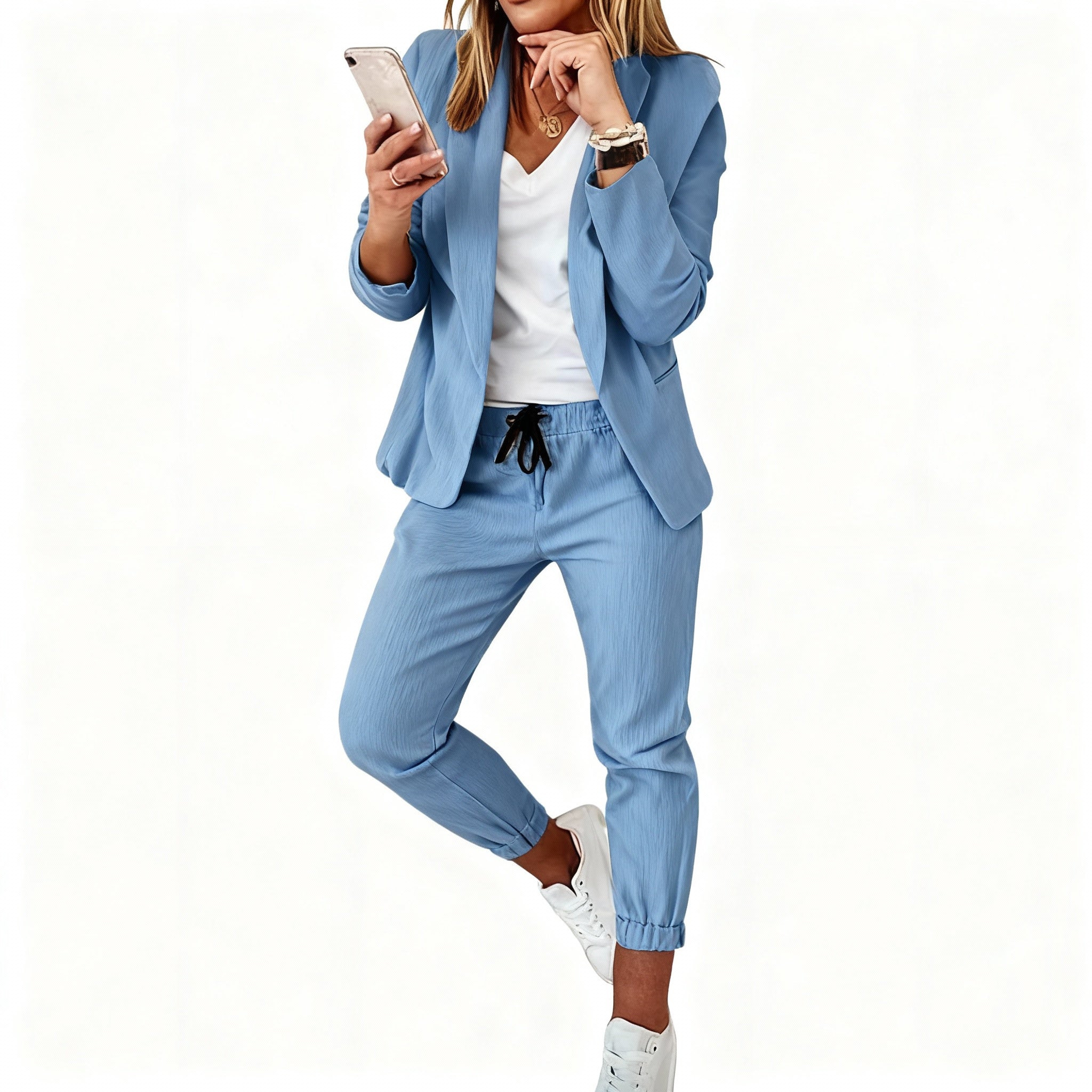 Stylish Women's Blazer and Jogger Set – Coordinated Blazer and Pant Outfit