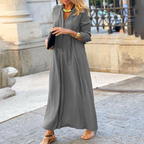 Chic V-Neck Maxi Dress with Elbow-Length Sleeves for Summer