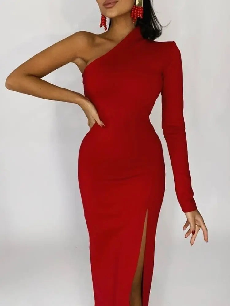 Chic One-Shoulder Elegant Evening Dress