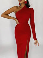 Chic One-Shoulder Elegant Evening Dress
