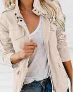 Women's Long Sleeve Jacket with Four Convenient Pockets