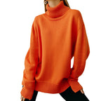 Basic Knit Oversized Turtleneck Sweater for Women