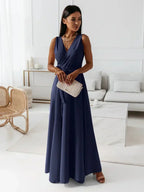 Women's Solid V-Neck Maxi Dress