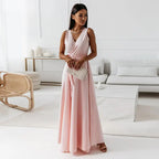 Women's Solid V-Neck Maxi Dress