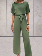 Relaxed Fit Short Sleeve Solid Jumpsuit
