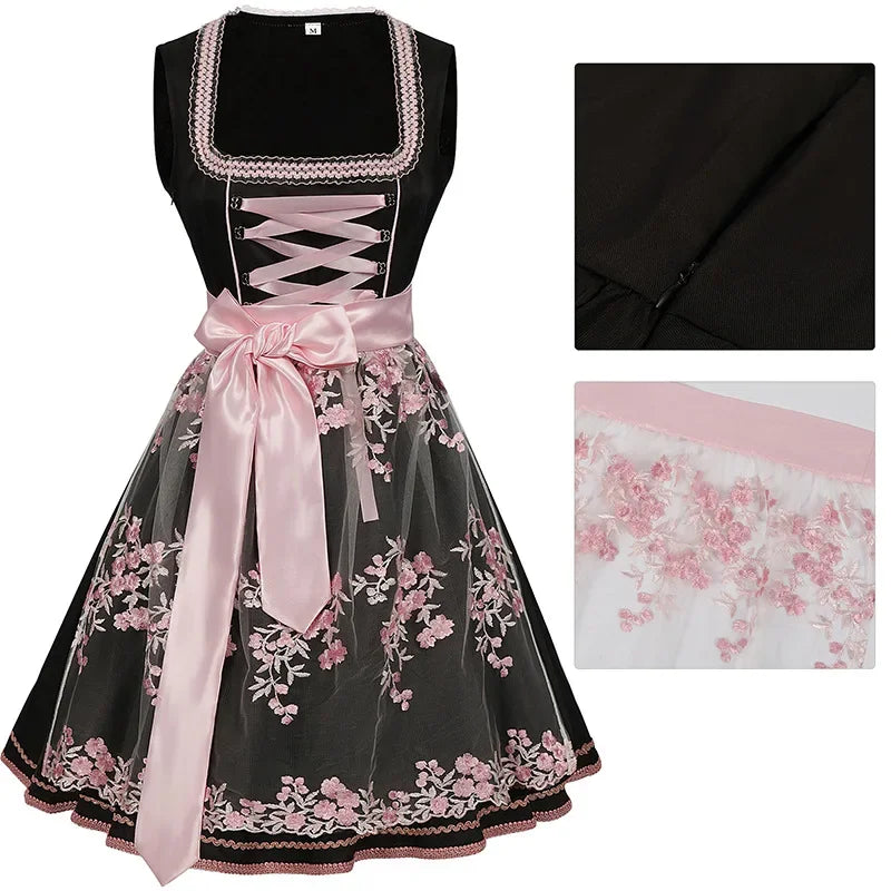 Floral Pattern Dirndl Dress for Oktoberfest Celebrations