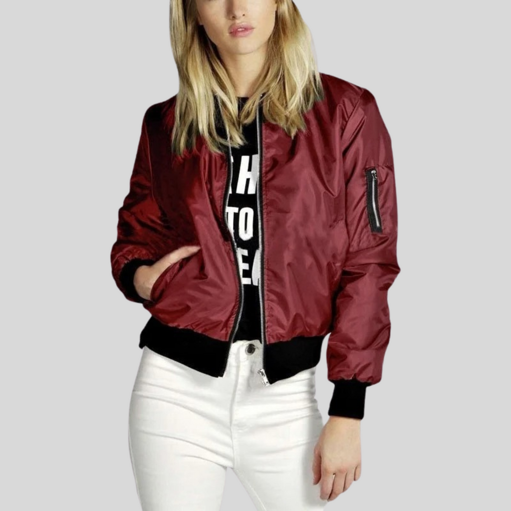 Women's Crew Neck Bomber Jacket