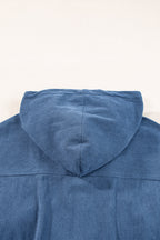 Teal Hooded Jacket Featuring Zipper and Adjustable Drawstring