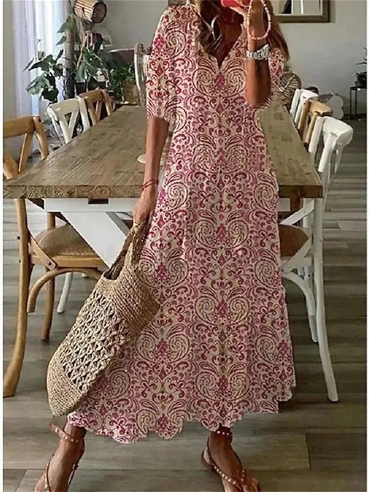 Chic Floral V-Neck Maxi Gown