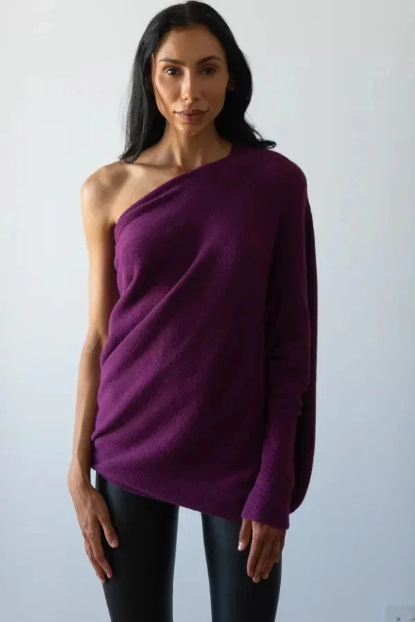 Asira - Asymmetrical Draped Knit Sweater