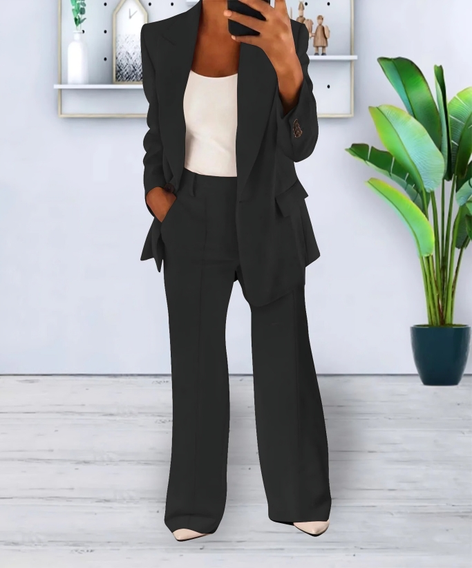 Blazer and Wide-Leg Trouser Ensemble